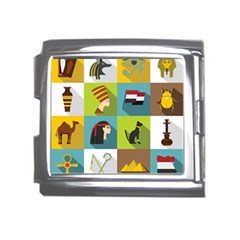 Egypt-travel-items-icons-set-flat-style Mega Link Italian Charm (18mm) by Salman4z