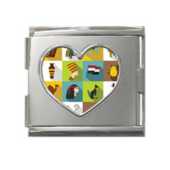 Egypt-travel-items-icons-set-flat-style Mega Link Heart Italian Charm (18mm)