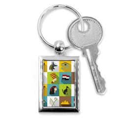 Egypt-travel-items-icons-set-flat-style Key Chain (Rectangle)