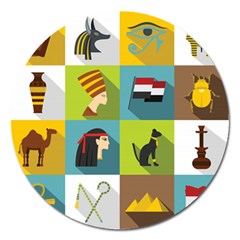 Egypt-travel-items-icons-set-flat-style Magnet 5  (Round)