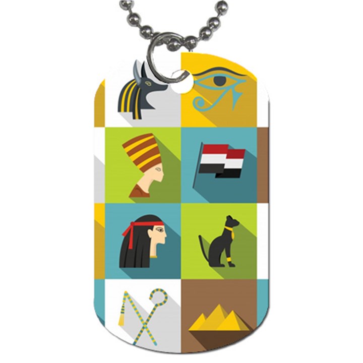 Egypt-travel-items-icons-set-flat-style Dog Tag (Two Sides)