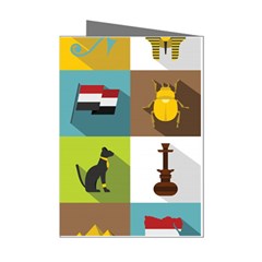 Egypt-travel-items-icons-set-flat-style Mini Greeting Cards (pkg Of 8) by Salman4z