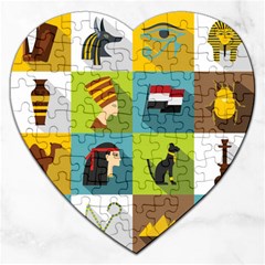 Egypt-travel-items-icons-set-flat-style Jigsaw Puzzle (Heart)