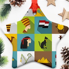 Egypt-travel-items-icons-set-flat-style Star Ornament (two Sides) by Salman4z