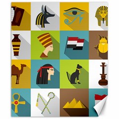 Egypt-travel-items-icons-set-flat-style Canvas 8  X 10  by Salman4z