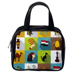 Egypt-travel-items-icons-set-flat-style Classic Handbag (one Side) by Salman4z