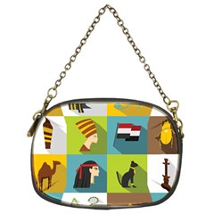 Egypt-travel-items-icons-set-flat-style Chain Purse (Two Sides)