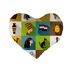 Egypt-travel-items-icons-set-flat-style Standard 16  Premium Heart Shape Cushions