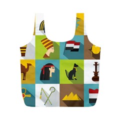 Egypt-travel-items-icons-set-flat-style Full Print Recycle Bag (m) by Salman4z