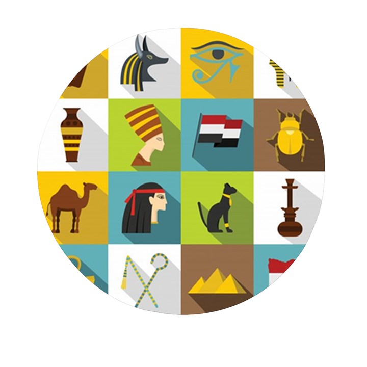 Egypt-travel-items-icons-set-flat-style Mini Round Pill Box