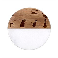 Egypt-travel-items-icons-set-flat-style Classic Marble Wood Coaster (round)  by Salman4z