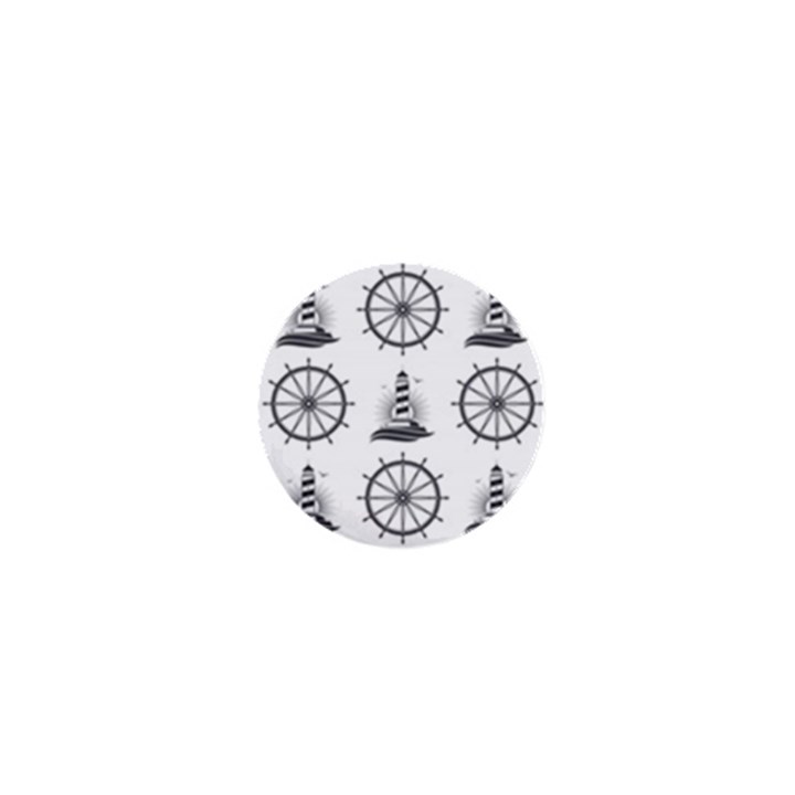 Marine Nautical Seamless Pattern With Vintage Lighthouse Wheel 1  Mini Magnets