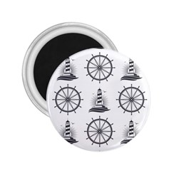 Marine Nautical Seamless Pattern With Vintage Lighthouse Wheel 2 25  Magnets by Salman4z