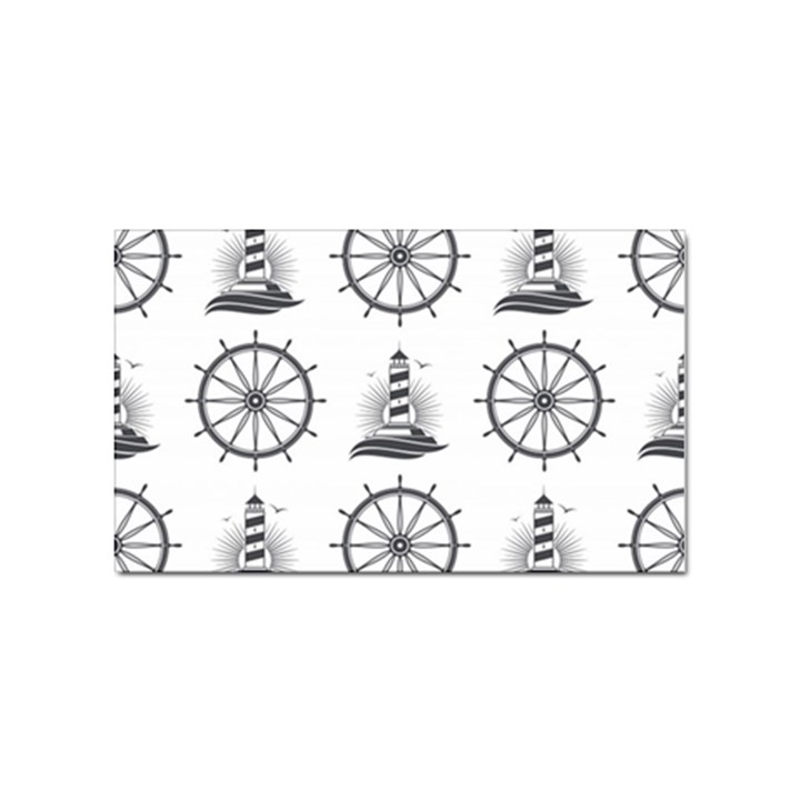 Marine Nautical Seamless Pattern With Vintage Lighthouse Wheel Sticker (Rectangular)