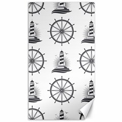 Marine Nautical Seamless Pattern With Vintage Lighthouse Wheel Canvas 40  X 72  by Salman4z