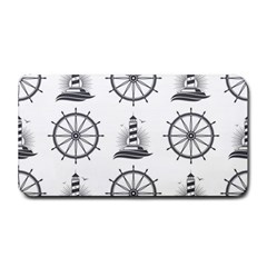 Marine Nautical Seamless Pattern With Vintage Lighthouse Wheel Medium Bar Mat by Salman4z