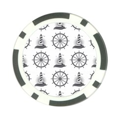 Marine Nautical Seamless Pattern With Vintage Lighthouse Wheel Poker Chip Card Guard (10 Pack) by Salman4z