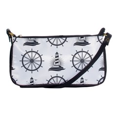 Marine Nautical Seamless Pattern With Vintage Lighthouse Wheel Shoulder Clutch Bag by Salman4z