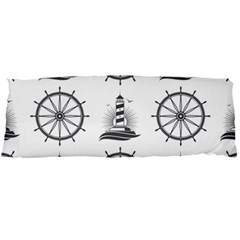 Marine Nautical Seamless Pattern With Vintage Lighthouse Wheel Body Pillow Case Dakimakura (two Sides) by Salman4z