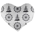 Marine Nautical Seamless Pattern With Vintage Lighthouse Wheel Large 19  Premium Heart Shape Cushions Front