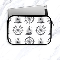 Marine Nautical Seamless Pattern With Vintage Lighthouse Wheel Apple Ipad Mini Zipper Cases by Salman4z