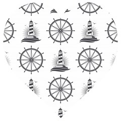 Marine Nautical Seamless Pattern With Vintage Lighthouse Wheel Wooden Puzzle Heart by Salman4z