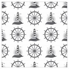 Marine Nautical Seamless Pattern With Vintage Lighthouse Wheel Lightweight Scarf  by Salman4z