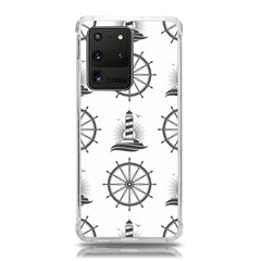 Marine Nautical Seamless Pattern With Vintage Lighthouse Wheel Samsung Galaxy S20 Ultra 6 9 Inch Tpu Uv Case by Salman4z