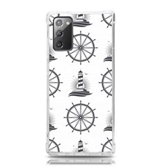 Marine Nautical Seamless Pattern With Vintage Lighthouse Wheel Samsung Galaxy Note 20 Tpu Uv Case by Salman4z