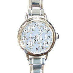 Cute-seagulls-seamless-pattern-light-blue-background Round Italian Charm Watch by Salman4z