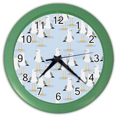 Cute-seagulls-seamless-pattern-light-blue-background Color Wall Clock by Salman4z