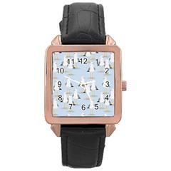 Cute-seagulls-seamless-pattern-light-blue-background Rose Gold Leather Watch  by Salman4z