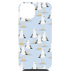 Cute-seagulls-seamless-pattern-light-blue-background Iphone 14 Black Uv Print Case by Salman4z