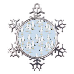 Cute-seagulls-seamless-pattern-light-blue-background Metal Large Snowflake Ornament by Salman4z