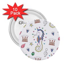 Seamless-pattern-cute-unicorn-cartoon-hand-drawn 2 25  Buttons (10 Pack)  by Salman4z