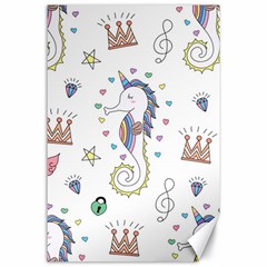 Seamless-pattern-cute-unicorn-cartoon-hand-drawn Canvas 24  X 36  by Salman4z