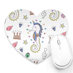 Seamless-pattern-cute-unicorn-cartoon-hand-drawn Heart Mousepad by Salman4z