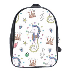 Seamless-pattern-cute-unicorn-cartoon-hand-drawn School Bag (large) by Salman4z