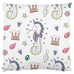 Seamless-pattern-cute-unicorn-cartoon-hand-drawn Large Cushion Case (two Sides) by Salman4z