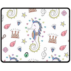 Seamless-pattern-cute-unicorn-cartoon-hand-drawn Two Sides Fleece Blanket (medium) by Salman4z