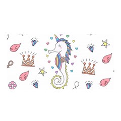 Seamless-pattern-cute-unicorn-cartoon-hand-drawn Satin Wrap 35  X 70  by Salman4z