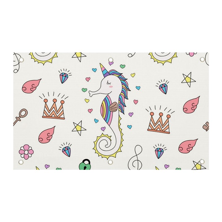 Seamless-pattern-cute-unicorn-cartoon-hand-drawn Banner and Sign 5  x 3 