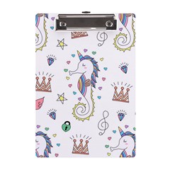 Seamless-pattern-cute-unicorn-cartoon-hand-drawn A5 Acrylic Clipboard by Salman4z