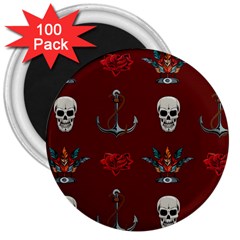 Tattoo-old-school-background-pattern 3  Magnets (100 Pack) by Salman4z