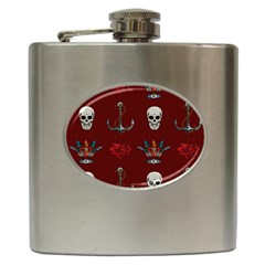 Tattoo-old-school-background-pattern Hip Flask (6 Oz) by Salman4z