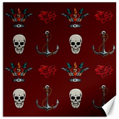 Tattoo-old-school-background-pattern Canvas 16  X 16  by Salman4z