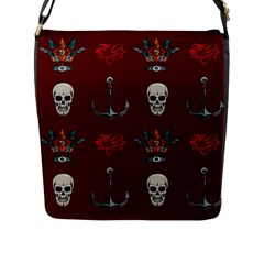 Tattoo-old-school-background-pattern Flap Closure Messenger Bag (l) by Salman4z