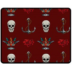 Tattoo-old-school-background-pattern Two Sides Fleece Blanket (medium) by Salman4z