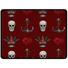 Tattoo-old-school-background-pattern Two Sides Fleece Blanket (large) by Salman4z