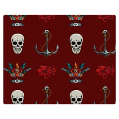 Tattoo-old-school-background-pattern Two Sides Premium Plush Fleece Blanket (medium) by Salman4z